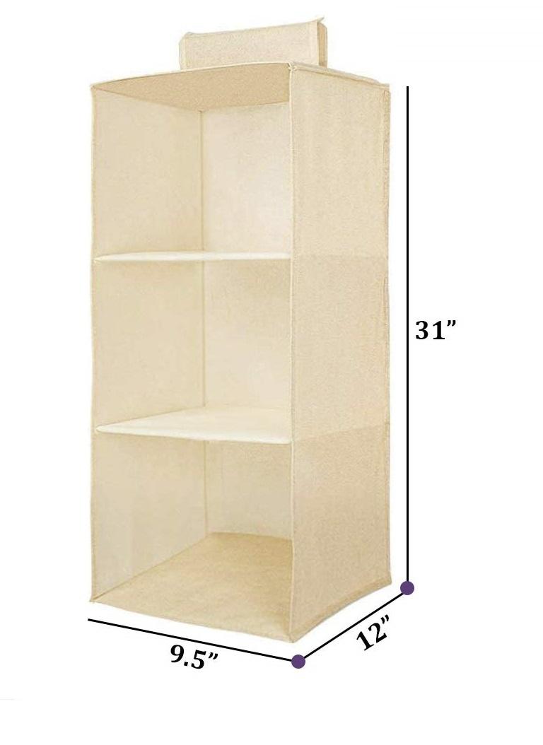 Hanging Wardrobe Organizer- 3 Shelves Non-Woven Fabric